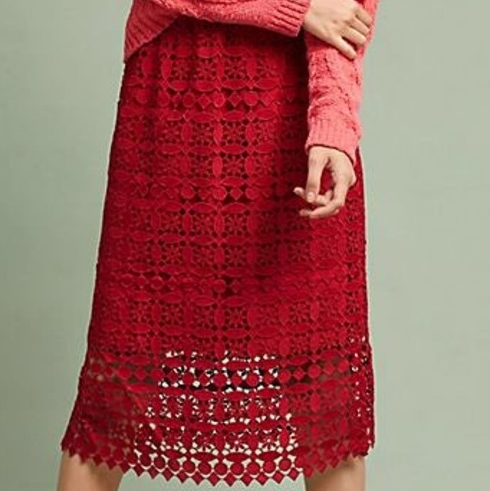 Anthropologie Red Skirt.